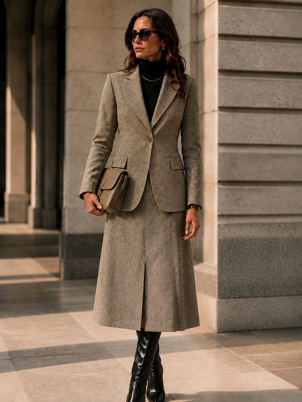 Vintage 1977 Tailored Two-Piece Women's Blazer & Skirt Set all Pure Virgin Wool